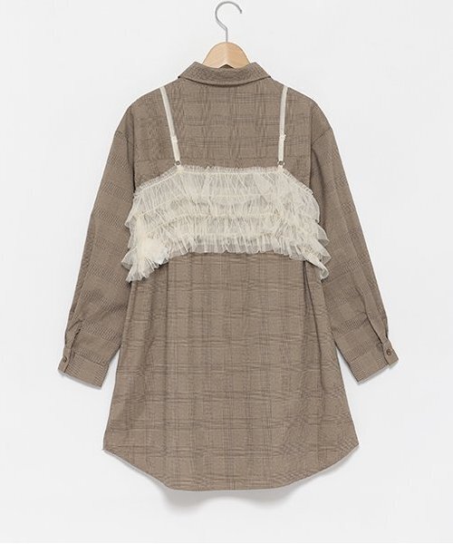 新品⭐︎BEARDSLEY シャツ ワンピースコート　グレンチェック ビアズリー BEARDSLEY 《完売カラー追加予約》カラーレスシャツ