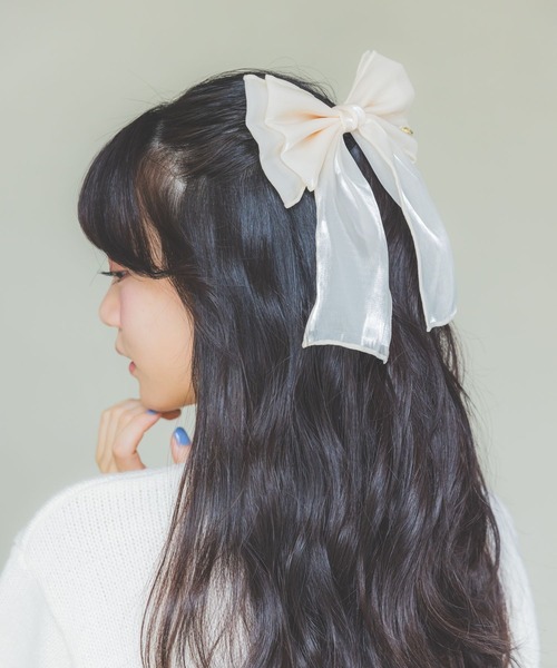 repipi armario(レピピ アルマリオ)の「BIGシフォンリボンクリップ(バレッタ/ヘアクリップ・キッズ・ライトグレー/ブラック/ベージュ/アイボリー・FREE)」の16枚目の写真