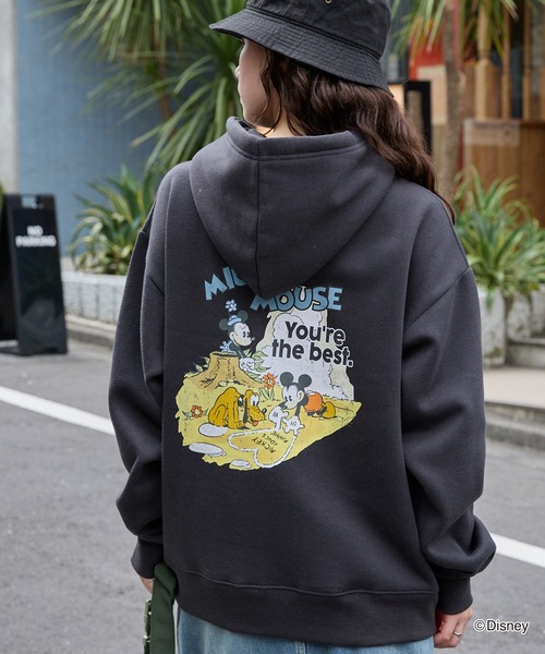 ディズニー オールドミッキー パーカー Disney】別注 ミッキーマウス オールドグラフィックバック