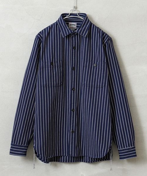 HOUSTON(ヒューストン)の「HOUSTON ヒューストン 41140 STRIPE VIYELLA SHIRT ストライプ ビエラシャツ(シャツ/ブラウス・メンズ・オリーブ/ネイビー/オフホワイト/グレー/ブラック・XL/L/M/XXL)」の5枚目の写真