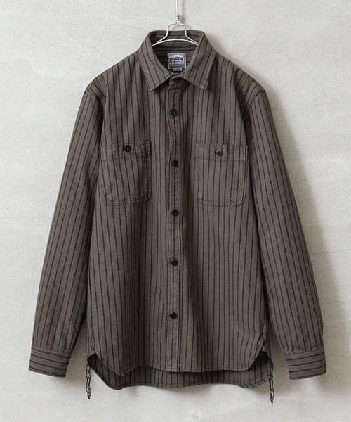 HOUSTON(ヒューストン)の「HOUSTON ヒューストン 41140 STRIPE VIYELLA SHIRT ストライプ ビエラシャツ(シャツ/ブラウス・メンズ・オリーブ/ネイビー/オフホワイト/グレー/ブラック・XL/L/M/XXL)」の3枚目の写真