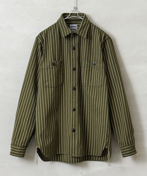 HOUSTON(ヒューストン)の「HOUSTON ヒューストン 41140 STRIPE VIYELLA SHIRT ストライプ ビエラシャツ(シャツ/ブラウス・メンズ・オリーブ/ネイビー/オフホワイト/グレー/ブラック・XL/L/M/XXL)」の4枚目の写真