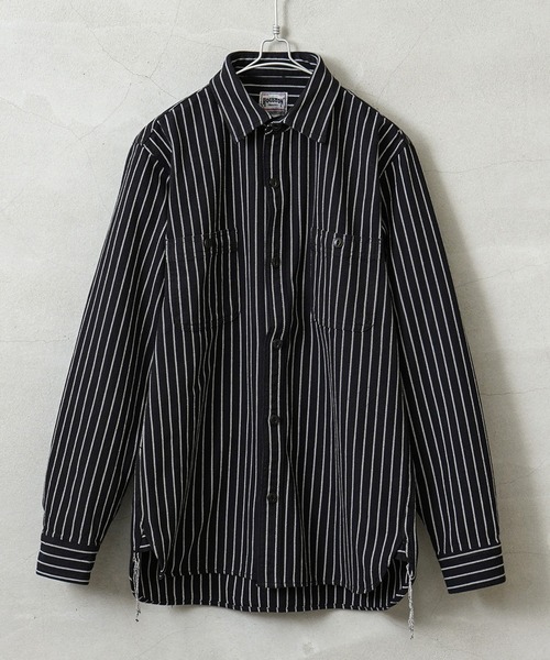 HOUSTON(ヒューストン)の「HOUSTON ヒューストン 41140 STRIPE VIYELLA SHIRT ストライプ ビエラシャツ(シャツ/ブラウス・メンズ・オリーブ/ネイビー/オフホワイト/グレー/ブラック・XL/L/M/XXL)」の2枚目の写真