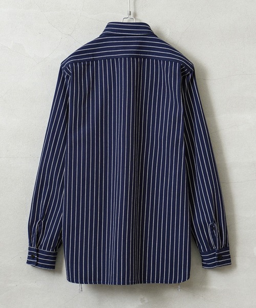 HOUSTON(ヒューストン)の「HOUSTON ヒューストン 41140 STRIPE VIYELLA SHIRT ストライプ ビエラシャツ(シャツ/ブラウス・メンズ・オリーブ/ネイビー/オフホワイト/グレー/ブラック・XL/L/M/XXL)」の11枚目の写真