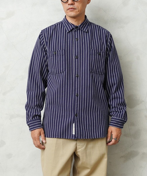 HOUSTON(ヒューストン)の「HOUSTON ヒューストン 41140 STRIPE VIYELLA SHIRT ストライプ ビエラシャツ(シャツ/ブラウス・メンズ・オリーブ/ネイビー/オフホワイト/グレー/ブラック・XL/L/M/XXL)」の13枚目の写真