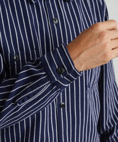 HOUSTON(ヒューストン)の「HOUSTON ヒューストン 41140 STRIPE VIYELLA SHIRT ストライプ ビエラシャツ(シャツ/ブラウス・メンズ・オリーブ/ネイビー/オフホワイト/グレー/ブラック・XL/L/M/XXL)」の18枚目の写真