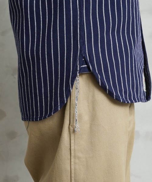 HOUSTON(ヒューストン)の「HOUSTON ヒューストン 41140 STRIPE VIYELLA SHIRT ストライプ ビエラシャツ(シャツ/ブラウス・メンズ・オリーブ/ネイビー/オフホワイト/グレー/ブラック・XL/L/M/XXL)」の6枚目の写真