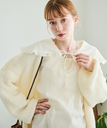 Crisp | フリルカラースキッパーロングチュニック(シャツ/ブラウス)