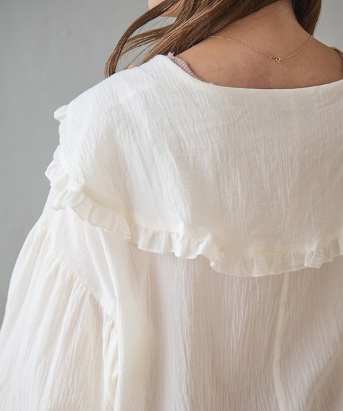 Crisp（クリスプ）の「フリルカラースキッパーロングチュニック（シャツ/ブラウス・レディース・ブラウン/アイボリー・FREE）」の21枚目の写真