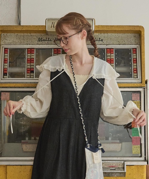 Crisp（クリスプ）の「フリルカラースキッパーロングチュニック（シャツ/ブラウス・レディース・ブラウン/アイボリー・FREE）」の15枚目の写真