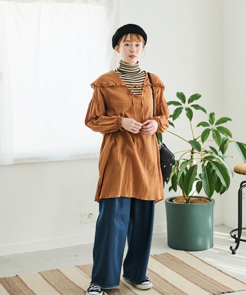 クリンクルクリンクルクリンクル コットン フリルカラー シャツ チュニック 楽天市場】＼クーポンあり／【SALE！30%OFF】クリンクル