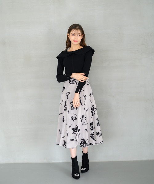 MISCH MASCH（ミッシュマッシュ）の「フロッキーフラワースカート /MM437216（スカート・レディース・ブラック/ベージュ/グレー・S/M）」の9枚目の写真