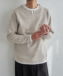 メランジ鹿の子キーネックレイヤード