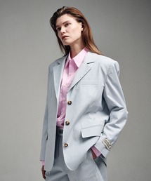 SPRING TWEED CROPPED JACKET TIE NECK（ノーカラージャケット