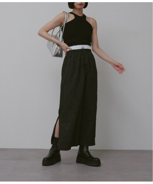 duei（デュイ）の「ウエストレイヤードストライプスカート（スカート・レディース・ブラック/グレー・FREE）」の9枚目の写真