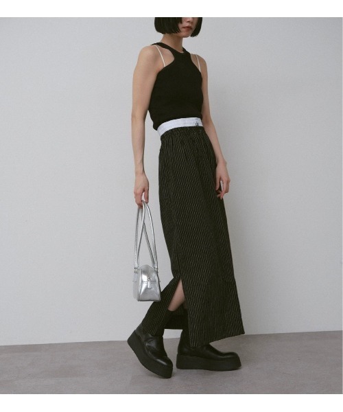 duei（デュイ）の「ウエストレイヤードストライプスカート（スカート・レディース・ブラック/グレー・FREE）」の7枚目の写真