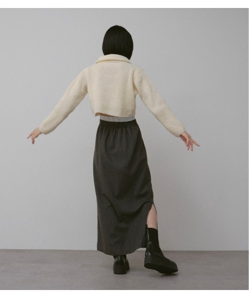 duei（デュイ）の「ウエストレイヤードストライプスカート（スカート・レディース・ブラック/グレー・FREE）」の5枚目の写真