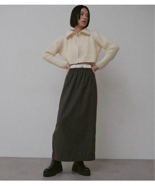 duei（デュイ）の「ウエストレイヤードストライプスカート（スカート・レディース・ブラック/グレー・FREE）」の4枚目の写真