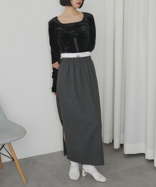 duei（デュイ）の「ウエストレイヤードストライプスカート（スカート・レディース・ブラック/グレー・FREE）」の16枚目の写真