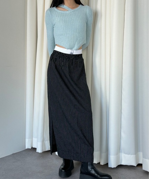 duei（デュイ）の「ウエストレイヤードストライプスカート（スカート・レディース・ブラック/グレー・FREE）」の18枚目の写真