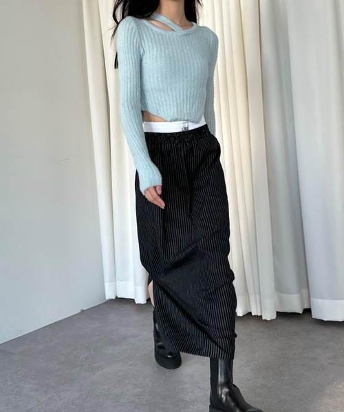 duei（デュイ）の「ウエストレイヤードストライプスカート（スカート・レディース・ブラック/グレー・FREE）」の21枚目の写真