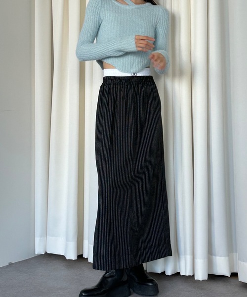 duei（デュイ）の「ウエストレイヤードストライプスカート（スカート・レディース・ブラック/グレー・FREE）」の22枚目の写真