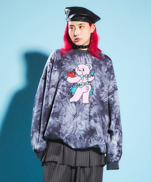 PUNYUS（プニュズ）の「タイダイベアビッグスウェット（スウェット・レディース・ライム/ピンク/スミクロ/パープル・3/4）」の7枚目の写真