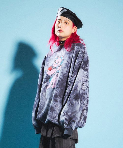 PUNYUS（プニュズ）の「タイダイベアビッグスウェット（スウェット・レディース・ライム/ピンク/スミクロ/パープル・3/4）」の10枚目の写真