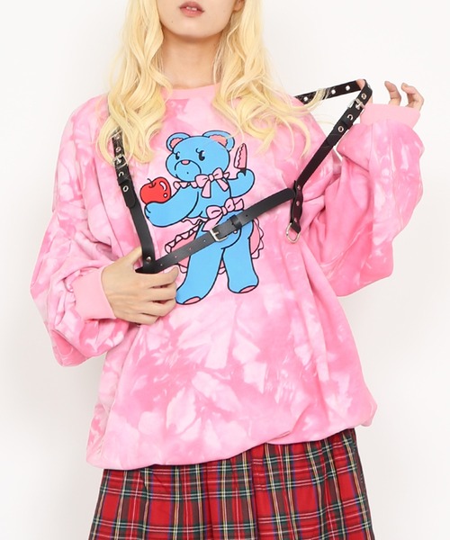 PUNYUS（プニュズ）の「タイダイベアビッグスウェット（スウェット・レディース・ライム/ピンク/スミクロ/パープル・3/4）」の13枚目の写真