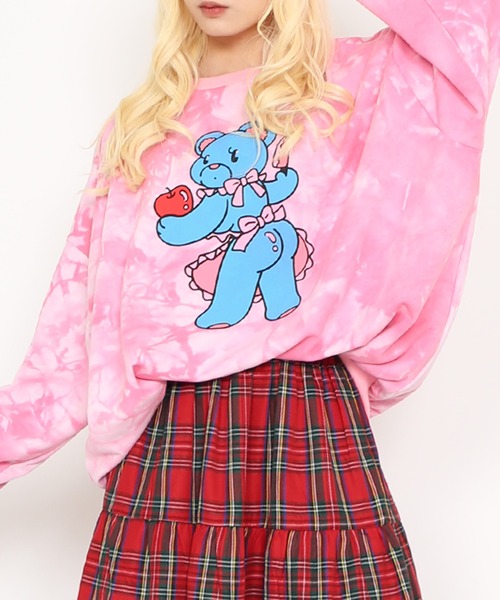PUNYUS（プニュズ）の「タイダイベアビッグスウェット（スウェット・レディース・ライム/ピンク/スミクロ/パープル・3/4）」の15枚目の写真