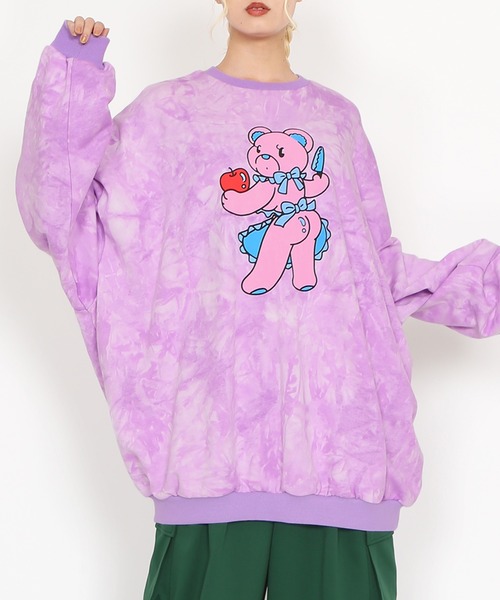 PUNYUS（プニュズ）の「タイダイベアビッグスウェット（スウェット・レディース・ライム/ピンク/スミクロ/パープル・3/4）」の18枚目の写真