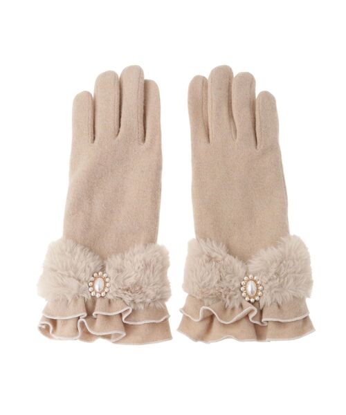 Maison de FLEUR（メゾンドフルール）の「ファーリボンフリルグローブ