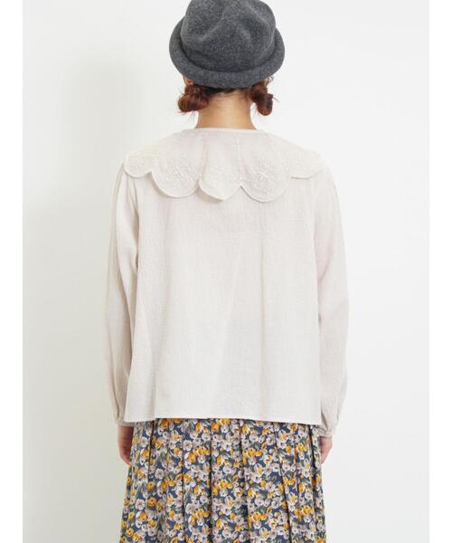 Samansa Mos2（サマンサ モスモス）の「メッシュ刺繍襟取り外しブラウス（シャツ/ブラウス・レディース・チャコールグレー/キナリ/ブラック・F）」の11枚目の写真