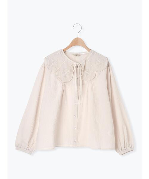 Samansa Mos2（サマンサ モスモス）の「メッシュ刺繍襟取り外しブラウス（シャツ/ブラウス・レディース・チャコールグレー/キナリ/ブラック・F）」の7枚目の写真