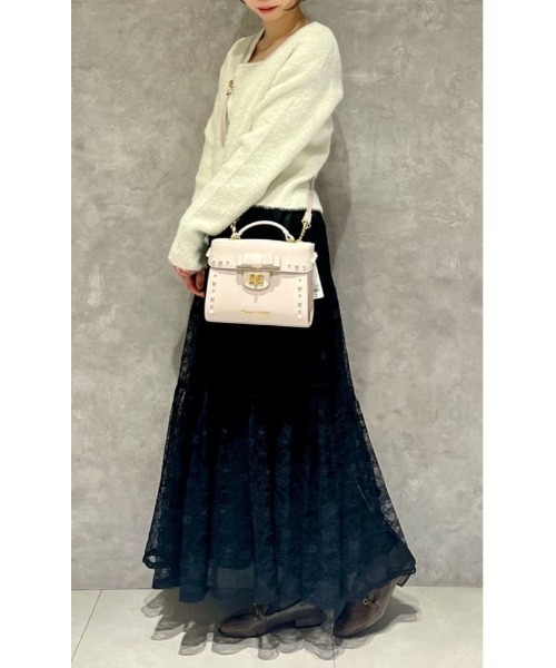 Maison de FLEUR（メゾンドフルール）の「フロントリボントップハンドルポシェット（ハンドバッグ・レディース・ピンク系その他3/ブラック・FREE）」の19枚目の写真