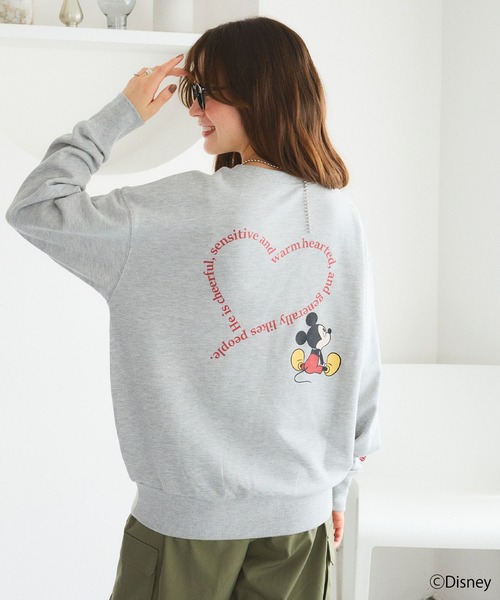 Disney（ディズニー）の「【Disney/ディズニー】ミッキーマウスハートバックプリントスウェットトレーナー（スウェット・レディース・ブラック/杢グレー・M/L/LL）」の7枚目の写真