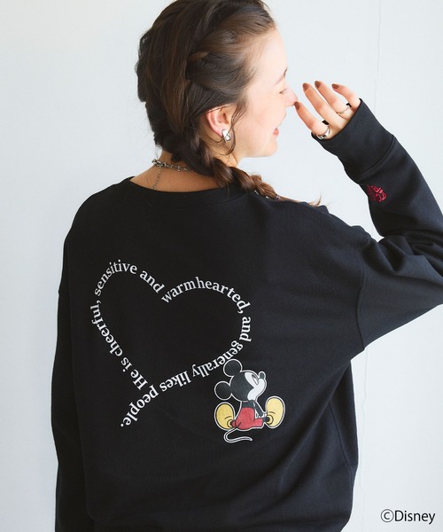 Disney（ディズニー）の「【Disney/ディズニー】ミッキーマウスハートバックプリントスウェットトレーナー（スウェット・レディース・ブラック/杢グレー・M/L/LL）」の16枚目の写真