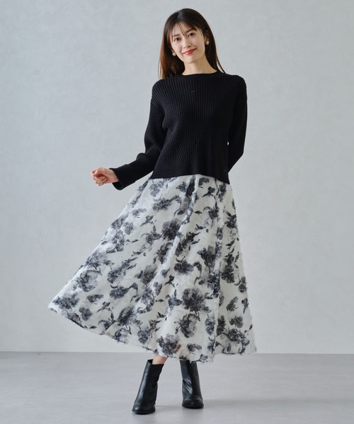 MISCH MASCH（ミッシュマッシュ）の「ラメリブパール袖ニット/MM448301（ニット/セーター・レディース・ブルー/グレー/ブラック/ホワイト・ﾌﾘ-）」の10枚目の写真