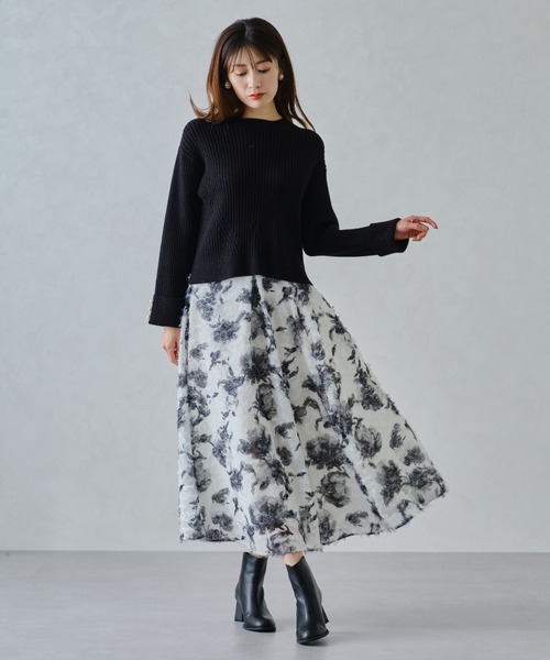 MISCH MASCH（ミッシュマッシュ）の「ラメリブパール袖ニット/MM448301（ニット/セーター・レディース・ブルー/グレー/ブラック/ホワイト・ﾌﾘ-）」の13枚目の写真