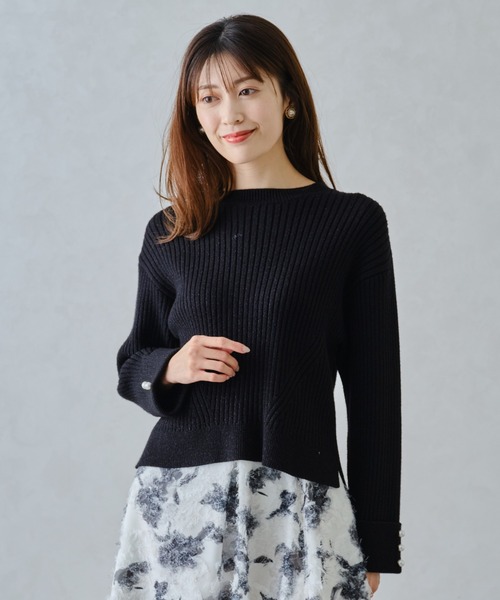 MISCH MASCH（ミッシュマッシュ）の「ラメリブパール袖ニット/MM448301（ニット/セーター・レディース・ブルー/グレー/ブラック/ホワイト・ﾌﾘ-）」の15枚目の写真