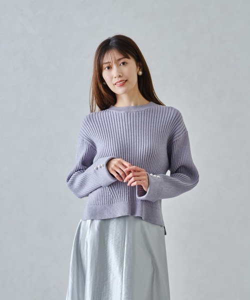 MISCH MASCH（ミッシュマッシュ）の「ラメリブパール袖ニット/MM448301（ニット/セーター・レディース・ブルー/グレー/ブラック/ホワイト・ﾌﾘ-）」の20枚目の写真