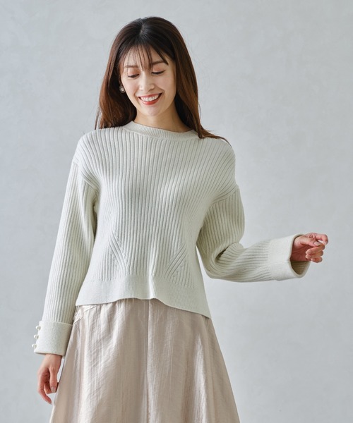 MISCH MASCH（ミッシュマッシュ）の「ラメリブパール袖ニット/MM448301（ニット/セーター・レディース・ブルー/グレー/ブラック/ホワイト・ﾌﾘ-）」の21枚目の写真