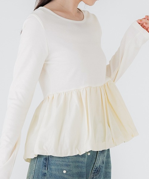 シアーストライプシャツドッキングカットソー | La boutique