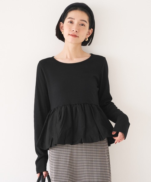 coca(coca)(コカ)の「裾バルーンドッキングカットソー(Tシャツ/カットソー・レディース・アイボリー/ブラック・S/M/L)」の13枚目の写真