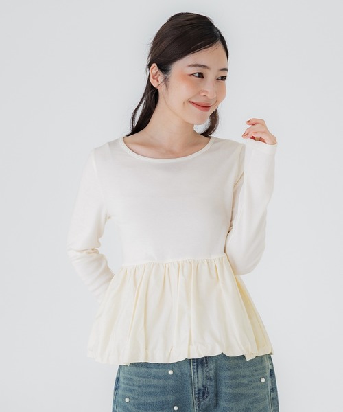 シアーストライプシャツドッキングカットソー | La boutique