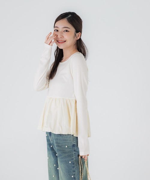 coca(coca)(コカ)の「裾バルーンドッキングカットソー(Tシャツ/カットソー・レディース・アイボリー/ブラック・S/M/L)」の5枚目の写真