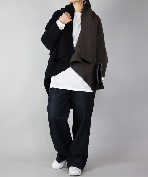 and it_(アンドイット)の「2wayバイカラーニットガウン(その他アウター・レディース・ブラック系1/ブラック系2・FREE)」の3枚目の写真