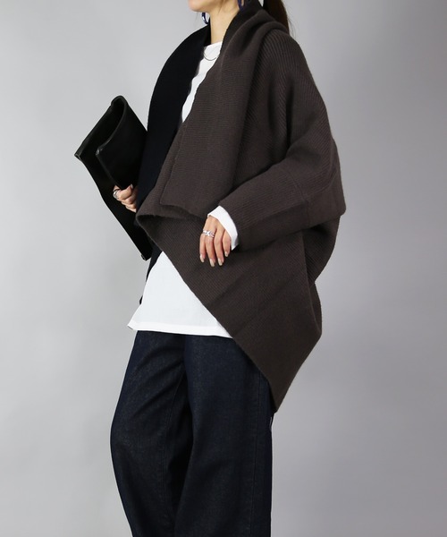 and it_(アンドイット)の「2wayバイカラーニットガウン(その他アウター・レディース・ブラック系1/ブラック系2・FREE)」の5枚目の写真