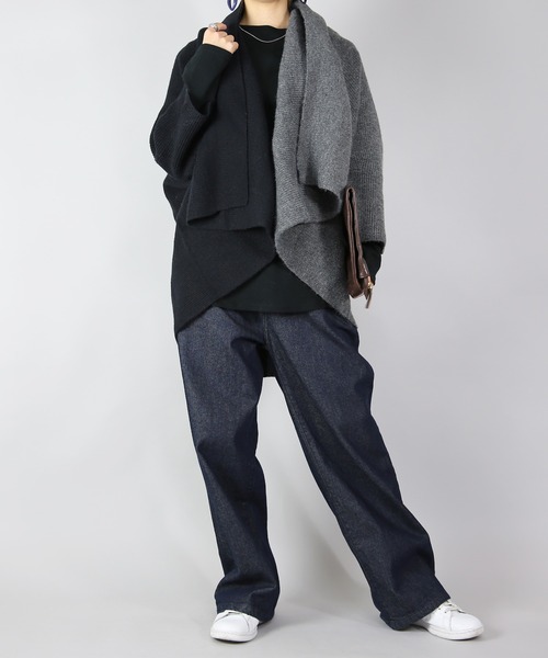 and it_(アンドイット)の「2wayバイカラーニットガウン(その他アウター・レディース・ブラック系1/ブラック系2・FREE)」の7枚目の写真