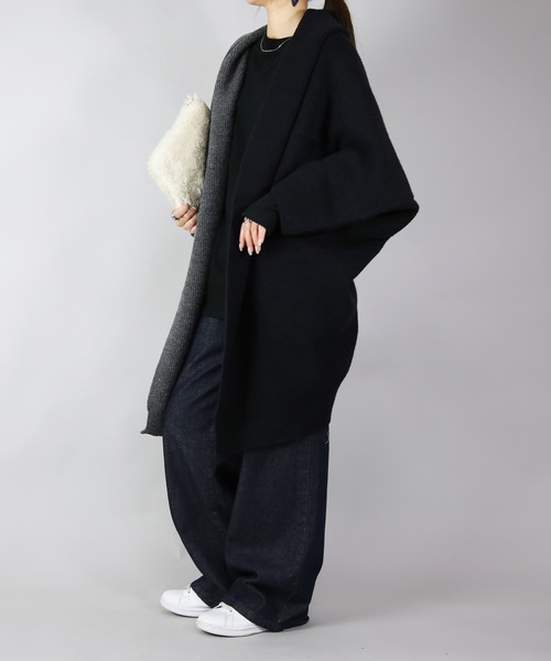 and it_(アンドイット)の「2wayバイカラーニットガウン(その他アウター・レディース・ブラック系1/ブラック系2・FREE)」の10枚目の写真